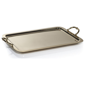 Manetta Polished Gold Steel and Brass Tray, Large