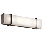Kichler - LED Linear Bath Light, Olde Bronze, 24" - Impello 24 inch LED Linear Bath Light gives your bathroom a bold statement. The subtle metallic bars help to accent the Old Bronze finish and the rectangular light; which can be installed either vertically or horizontally. The LED illuminates your bathroom beautifully.