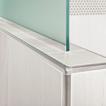 Marble partition wall with glass insert
