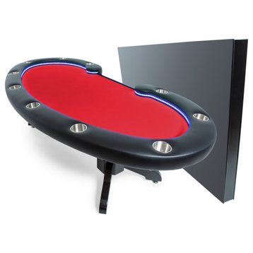 Lumen HD Poker Table, Red, Felt, With Dining Top