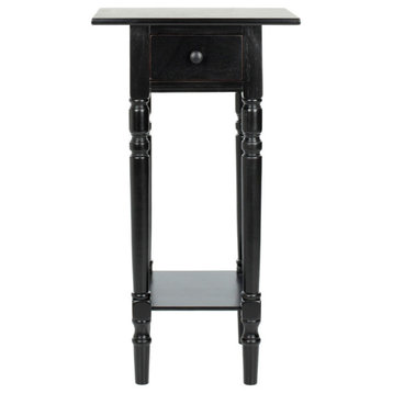 Homer End Table With Storage Drawer Distressed Black