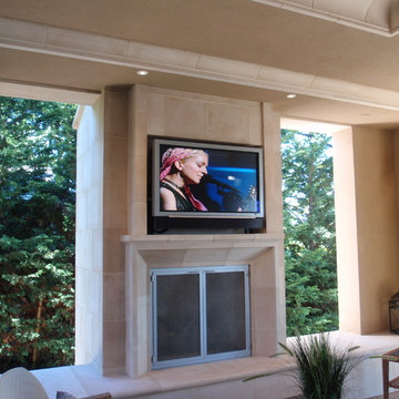 Custom designed drop down TV mount