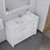 Sortino 42" Bathroom Vanity, White, Right Side Drawers