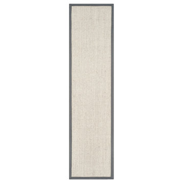 Safavieh Natural Fiber Collection NF441 Rug, Marble/Grey, 2'6" X 12'