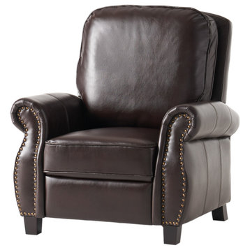 GDF Studio Jasmine Brown PU Leather Recliner Club Chair