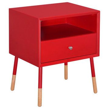 Soneto Collection 1-Drawer End Table, Red