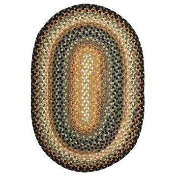 Homespice Decor Cocoa Bean Cotton Braided Rug, Black, 4'x6', Oval