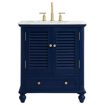 30" Single Bathroom Vanity, Blue, Vf30530Bl
