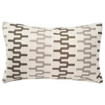 Pillow Decor - Wake Stone Edge Geometric Outdoor Pillow 12x19 - The Wake Stone Edge Geometric Outdoor Lumbar Pillow is expertly crafted from 100% Sunbrella solution-dyed acrylic fabric. This 12"x19" rectangular throw pillow combines durability and sophistication and showcases a captivating geometric zigzag pattern, with alternating bands of taupe and coffee-brown elegantly set against a light beige background. Designed exclusively for outdoor use, this lumbar pillow boasts exceptional fade resistance, ensuring its long-lasting allure throughout the seasons. Elevate your outdoor seating area with the Wake Stone Edge Geometric Outdoor Lumbar Pillowa harmonious fusion of style and resilience that brings an exquisite touch to any setting.FEATURES: