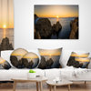 Ibiza Island Mediterranean Sunset Landscape Printed Throw Pillow, 16"x16"