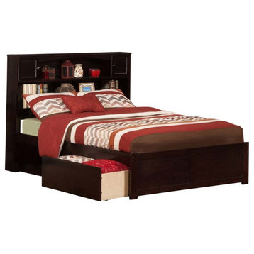 AFI Newport Full Solid Wood Bed with Storage Drawers in Espresso