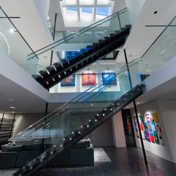 Georgina Avenue Santa Monica modern home open central volume with floating stair