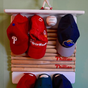 My 7yo baseball star client wants a retreat. My idea? Boy cave bedroom