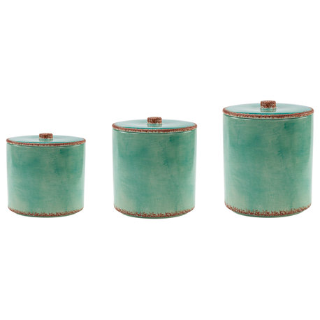 Patina Turquoise Canister Set, 3 Piece