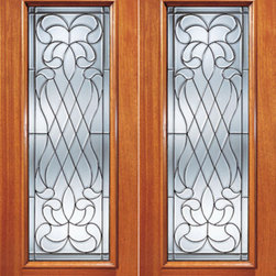 Diamond Pattern Beveled Glass Exterior Double Door, Full lite - Front Doors