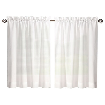Ellis Curtain Stacey Tailored Tier Pair Curtains, White, 56"x30"