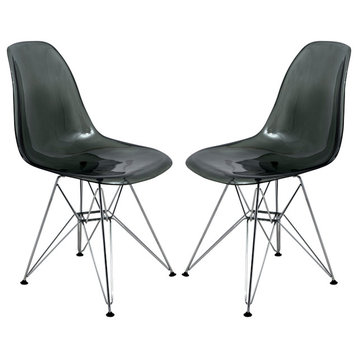 Cresco Acryclic Dining Side Chairs with Eiffel Legs Set of 2, Transparent Black