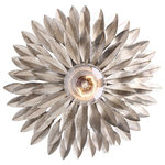 Crystorama - Broche 1 Light Antique Silver Sconce - Layers of individual wrought iron leaves deliver a stunning, unique and functional light . The tailored elegance of the shimmering metallic florals are perfect for a transitional home though versatile enough to be incorporated into any modern design. While perfect for a bedroom, living area, or kitchen, it can be used anywhere you want to add a bit of glam.