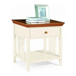 American Drew 181-400WM Drawer Night Stand - White w/ Maple Top Sterling Pointe - Nightstands And Bedside Tables