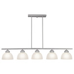 Livex Lighting - Somerset Island Light, Brushed Nickel - Smooth lines meet gorgeous materials in our Somerset collection. The sleek design will add contemporary class and appeal to your home. This five light linear chandelier features a vintage bronze finish with satin glass.