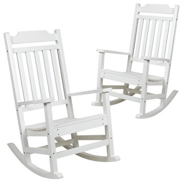 Flash Furniture Winston All-Weather Patio Rocking Chair in White (Set of 2)