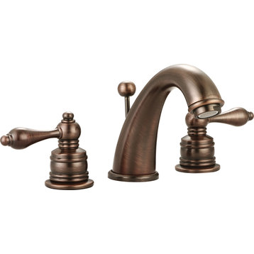 Lavatory Two Lever 4" - 16" Adjustable Widespread Faucet with Solid Brass Pop-Up