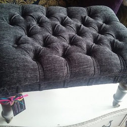 SOLD-fabulous large buttoned footstool... - Products