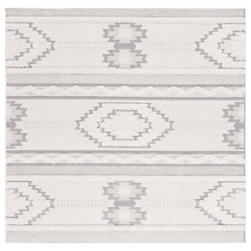 Safavieh Cottage Collection COT206A Rug, Ivory/Light Grey, 6'7" X 6'7" Square