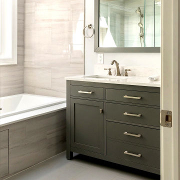 Primary Ensuite with Tub and Olive Vanity