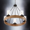 Luxury Rustic Black and Stained Wood Chandelier, UQL2450, Bilbao Collection