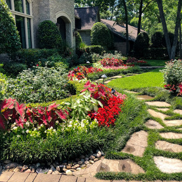 Staggered Beds with Begonias & Flagstones