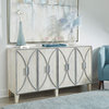 Contemporary Whitewash Four Door Credenza With Metal Detailing