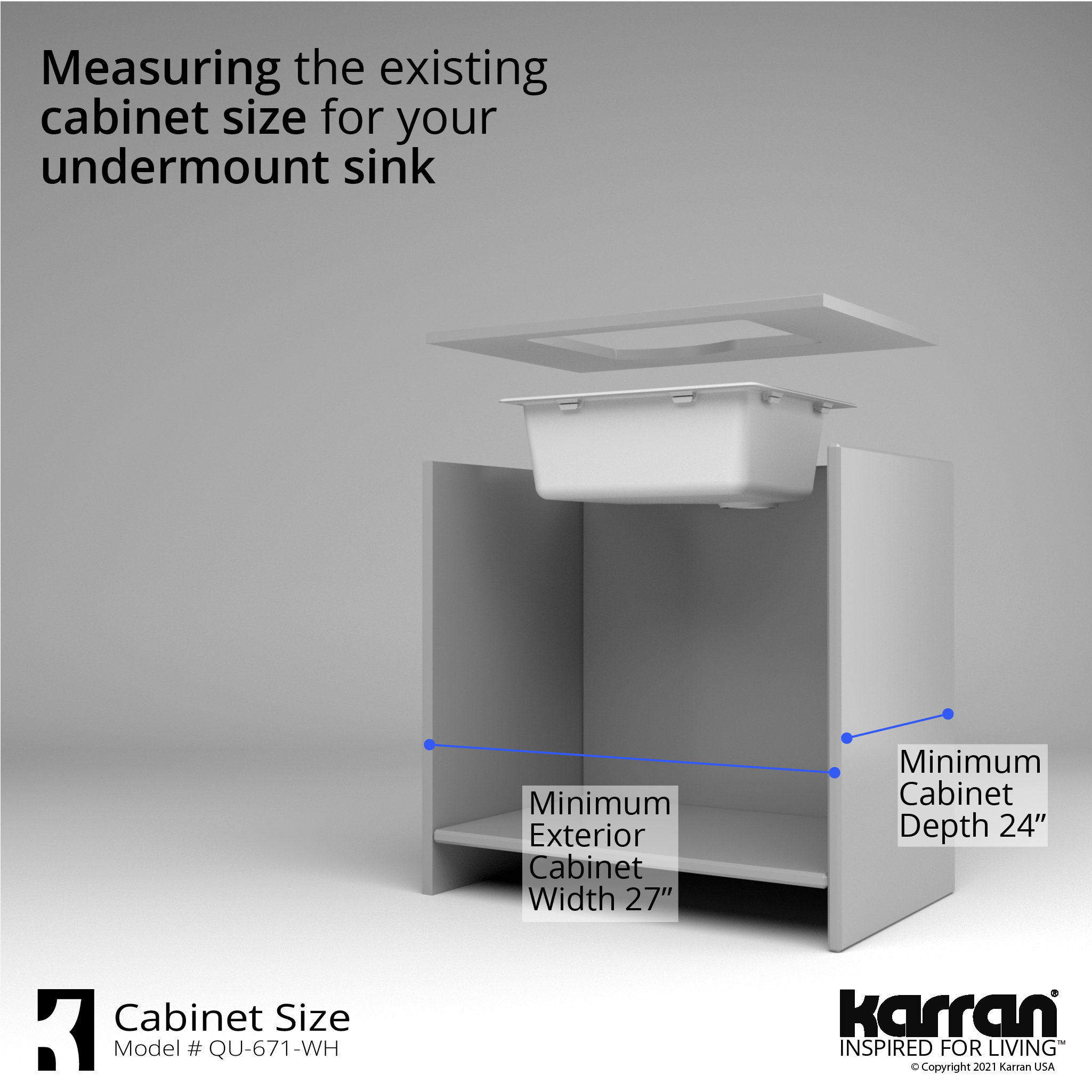 Karran Undermount Quartz Composite 24" Single Bowl Kitchen Sink, White