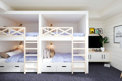 Inspiration for a transitional guest white floor bedroom remodel in Los Angeles with white walls