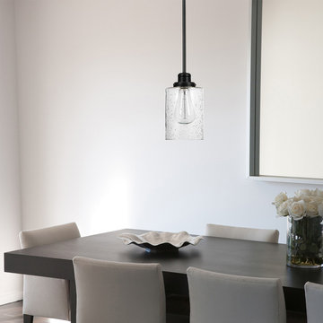 Annecy 1-Light Pendant, Dark Bronze, Seeded Glass Shade