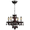 Clarion 4-Light Chrome Finish Chandelier 16" x 12" Mini Small, Cranberry Red