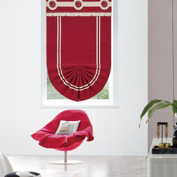 QYBHF750 High Quality Chenille Red Custom Made Roman Blinds For Home Decoration