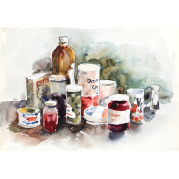 Eve Nethercott, Still Life Of Pantry Items, P5.15, Watercolor Painting