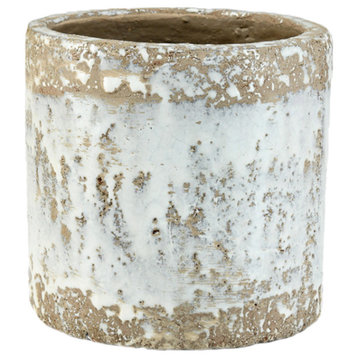 Serene Spaces Living Vintage Brown Cement Vase, Pot