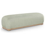 Meridian Furniture - Calum Upholstered Bench, Mint, Chenille Fabric, Natural Finish - Being a benchwarmer is quite the experience when you're seated on this Calum mint chenille fabric bench. This lovely bench has the bells and whistles your room is looking for, from its posh, comfy seat upholstered in soft chenille fabric to its classic shape. It's plump and cozy enough for snuggling up with a good book yet utilitarian enough to create a handy spot to sit while pulling on boots or shoes. Its solid wood frame adds durability to its midcentury modern design, making it quintessential for multiple spaces.