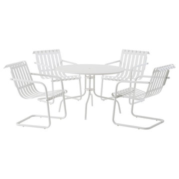 Crosley Furniture Gracie 5 Piece Retro Metal Patio Dining Set in White Stain