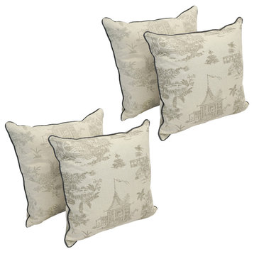 18" Corded Throw Pillows With Inserts, Cream, Set of 4