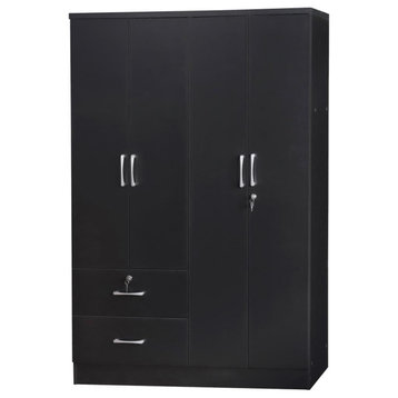 Better Home Products Luna Modern Wood 4 Doors 2 Drawers Armoire In Black