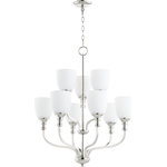 Quorum - Quorum 6811-9-62 Richmond - Nine Light 2-Tier Chandelier - Shade Included: TRUE* Number of Bulbs: 9*Wattage: 60W* BulbType: Medium Base* Bulb Included: No