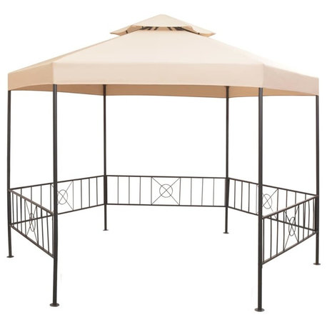 vidaXL Gazebo Canopy Tent Patio Pavilion Wedding Party Tent Hexagonal Beige