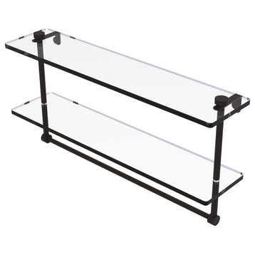 22" Two Tiered Glass Shelf with Integrated Towel Bar, Oil Rubbed Bronze