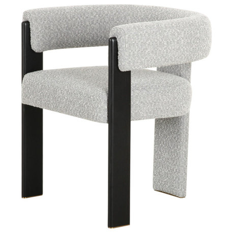 Modrest Kenmare Modern Light Grey Fabric + Black Dining Chair