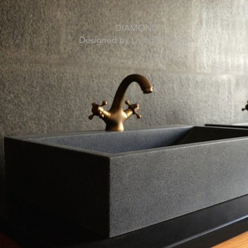 Gray Granite stone bathroom sink with Faucet hole-DIAMOND