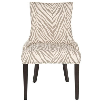 De De 19''h Dining Chair set of 2 Silver Nail Heads Grey Zebra
