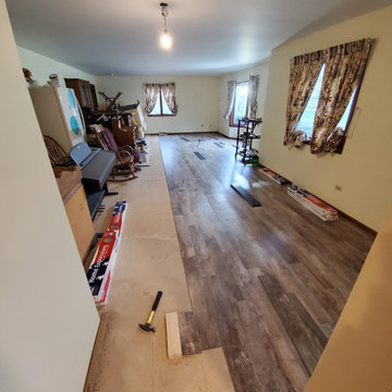 Vinyl plank flooring in progress